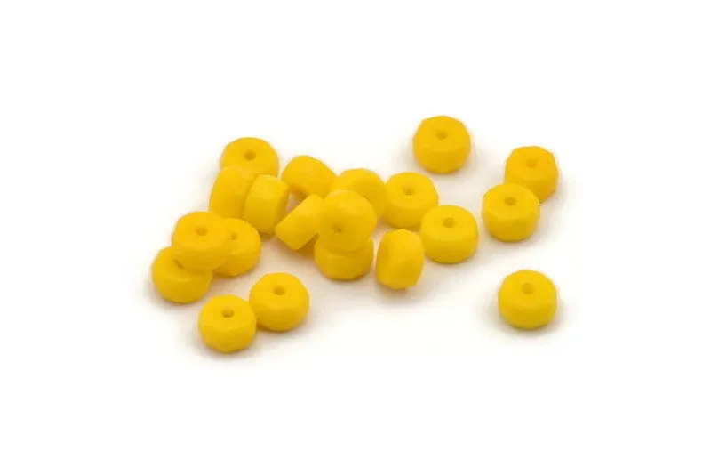 10 Pcs Yellow Czech Glass 6x3 Mm Rondelle Faceted Beads Cf-07 CF14