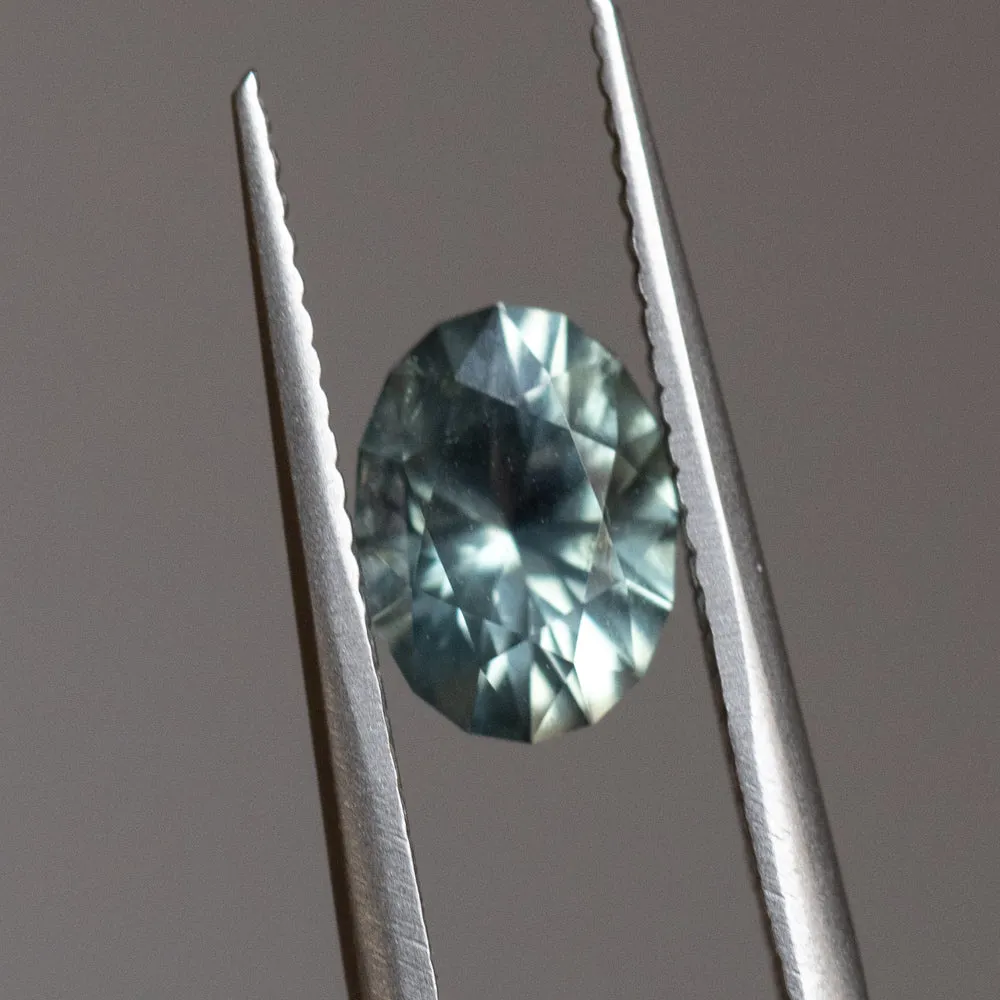 1.71CT PRECISION CUT OVAL MONTANA SAPPHIRE, COLOR SHIFTING GREEN GREY, 8.05X5.86X4.77MM