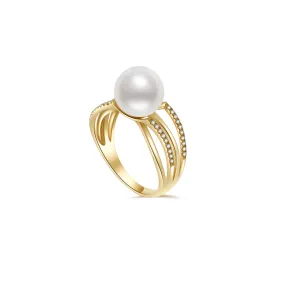 18K Diamond Freshwater Pearl Ring KR00051 | Si Dian Jin