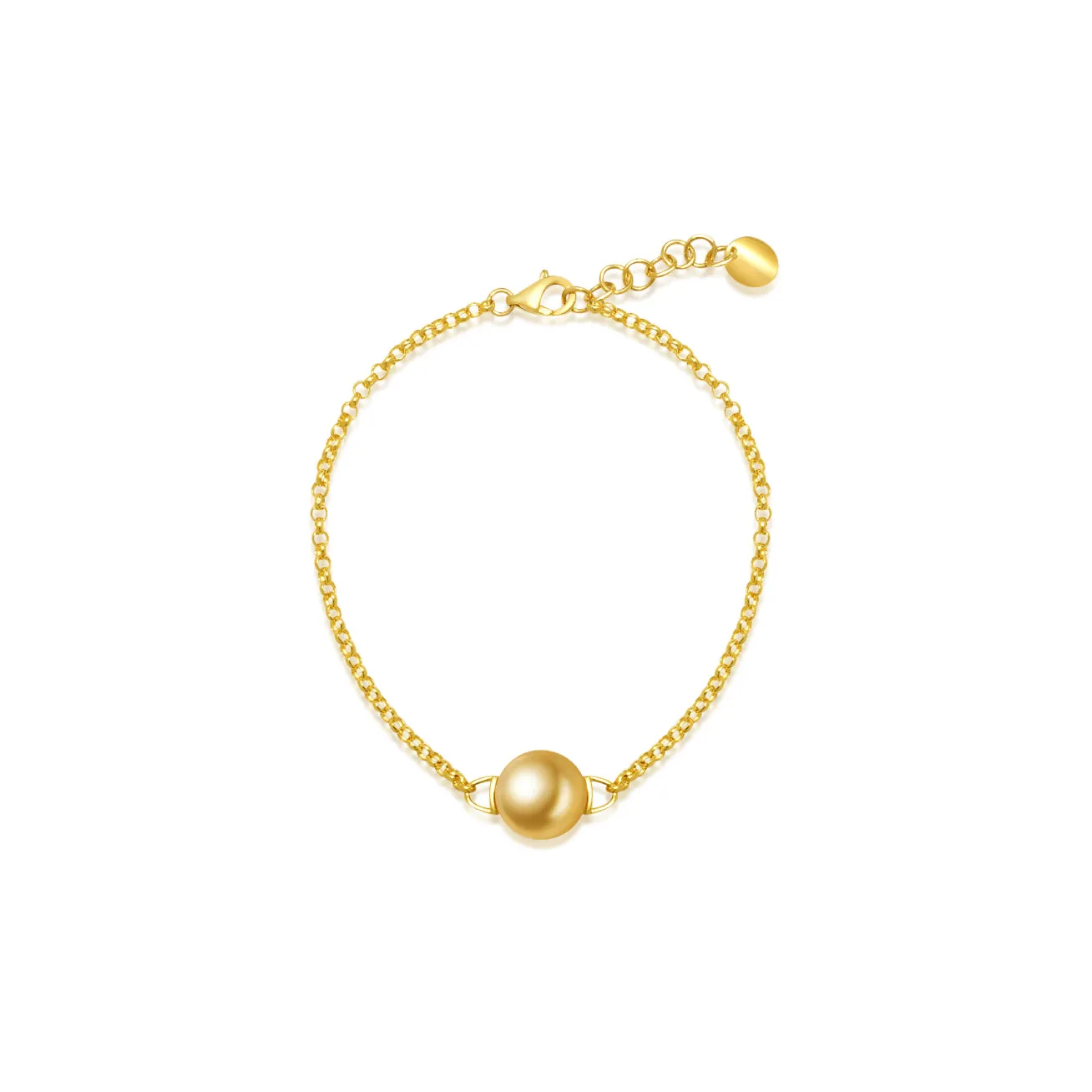 18K Solid Gold Golden South Sea Pearl Bracelet KB00020