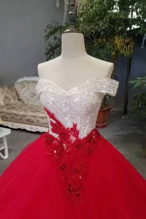 2024 New Arrival Off The Shoulder Lace Up Red Wedding Dresses/Quinceanera PD2HK2CF