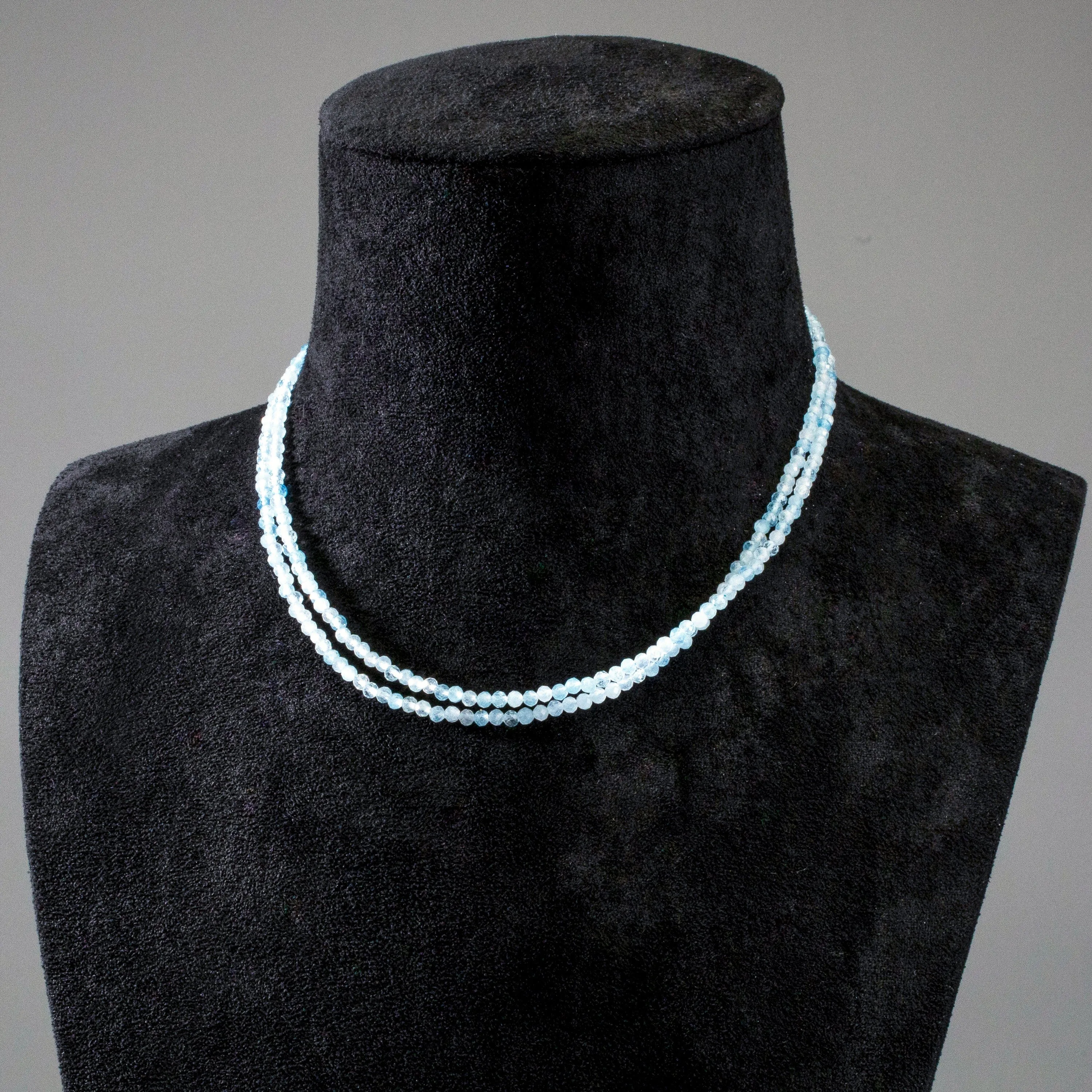 3mm Aquamarine Faceted 31 Necklace / Multi Wrap Bracelet