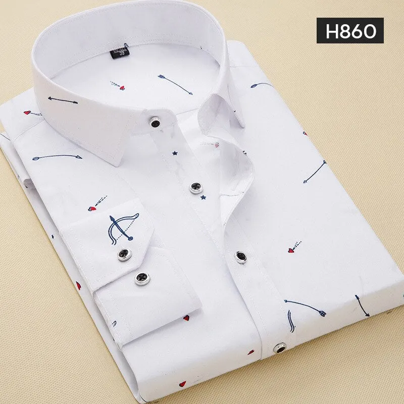 3XL 4XL 5XL Spring and Autumn New Men Long-sleeved Slim Shirt