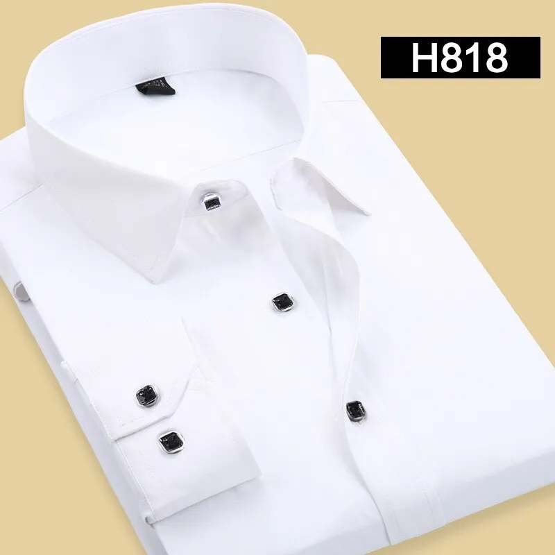 3XL 4XL 5XL Spring and Autumn New Men Long-sleeved Slim Shirt