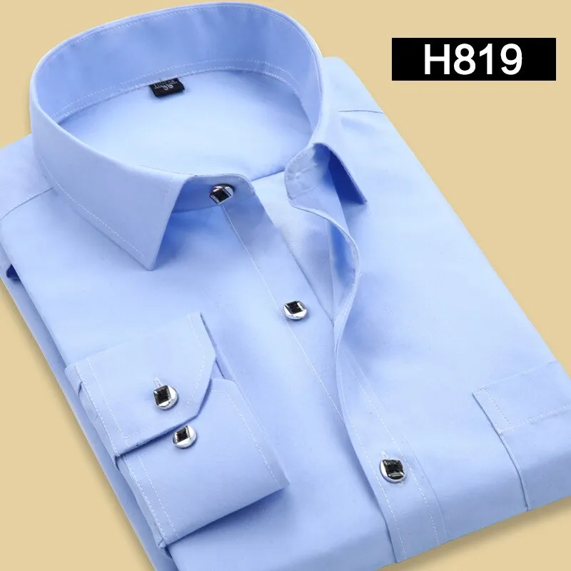 3XL 4XL 5XL Spring and Autumn New Men Long-sleeved Slim Shirt