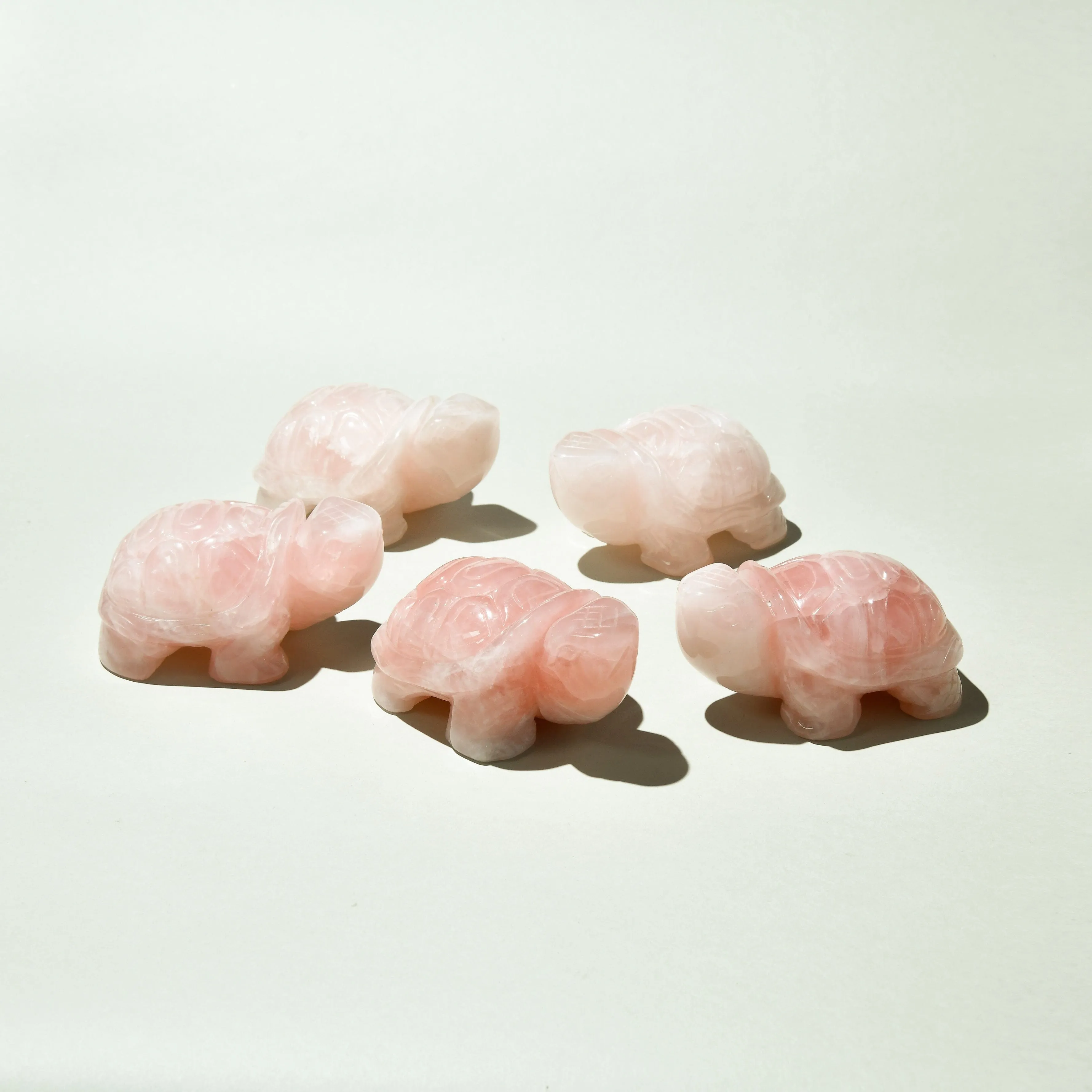 4 Rose Quartz Turtle Natural Gemstone Carving