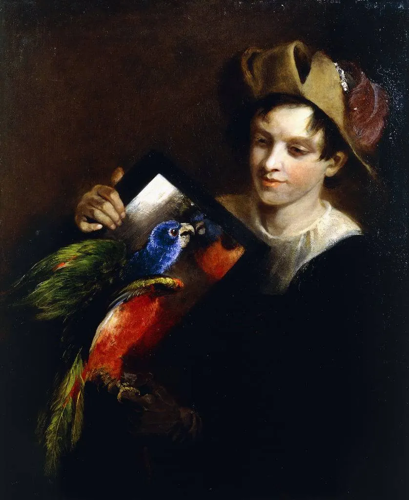 A Boy with a Parrot