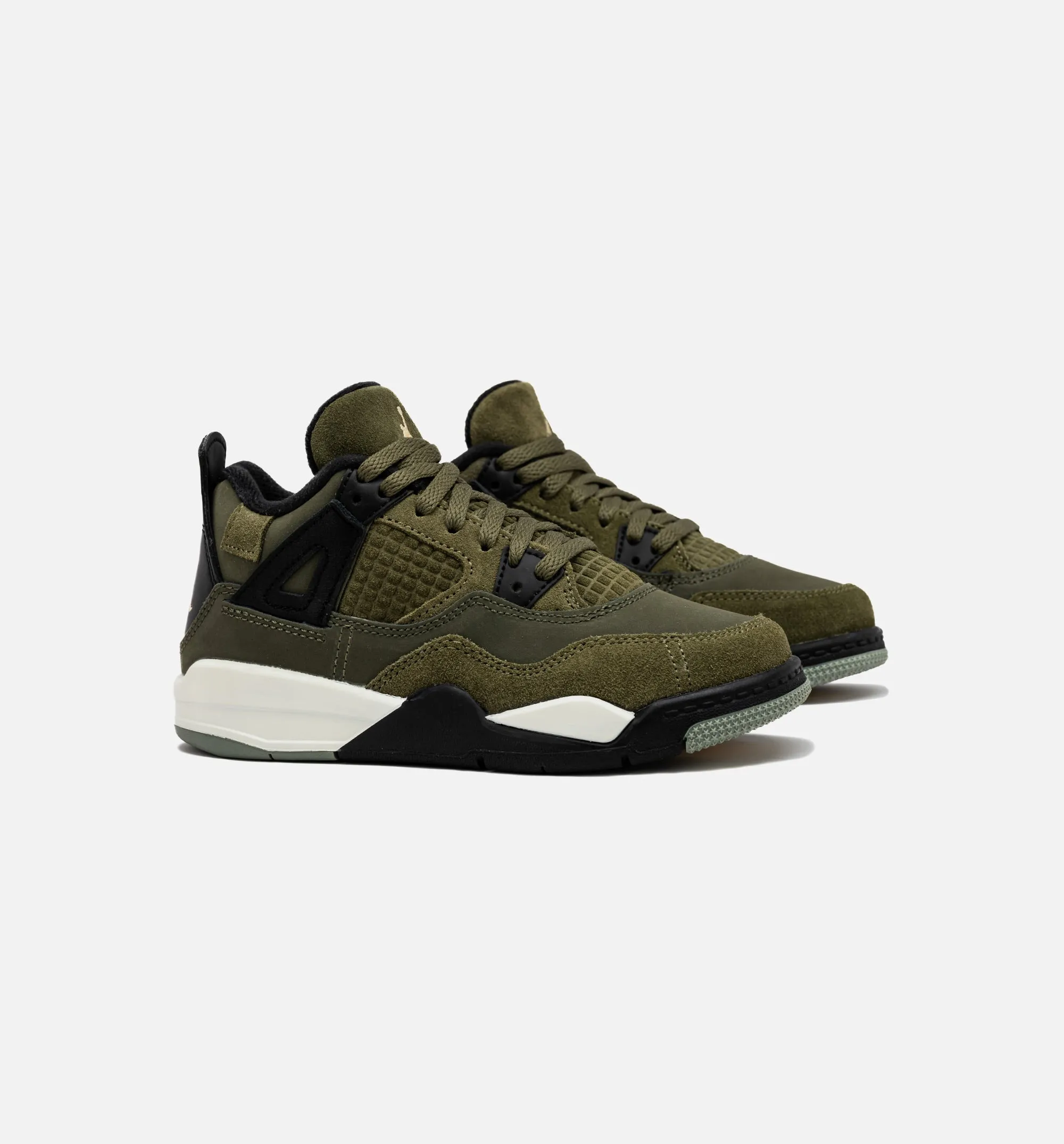 Air Jordan 4 Retro Craft Olive Preschool Lifestyle Shoe - Medium Olive/Black