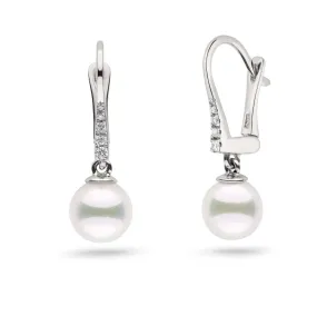 Allure Collection Akoya 7.0-7.5 mm Pearl & Diamond Dangle Earrings