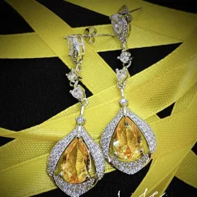 Amazing Fashion Citrine Crystal Drop Earrings