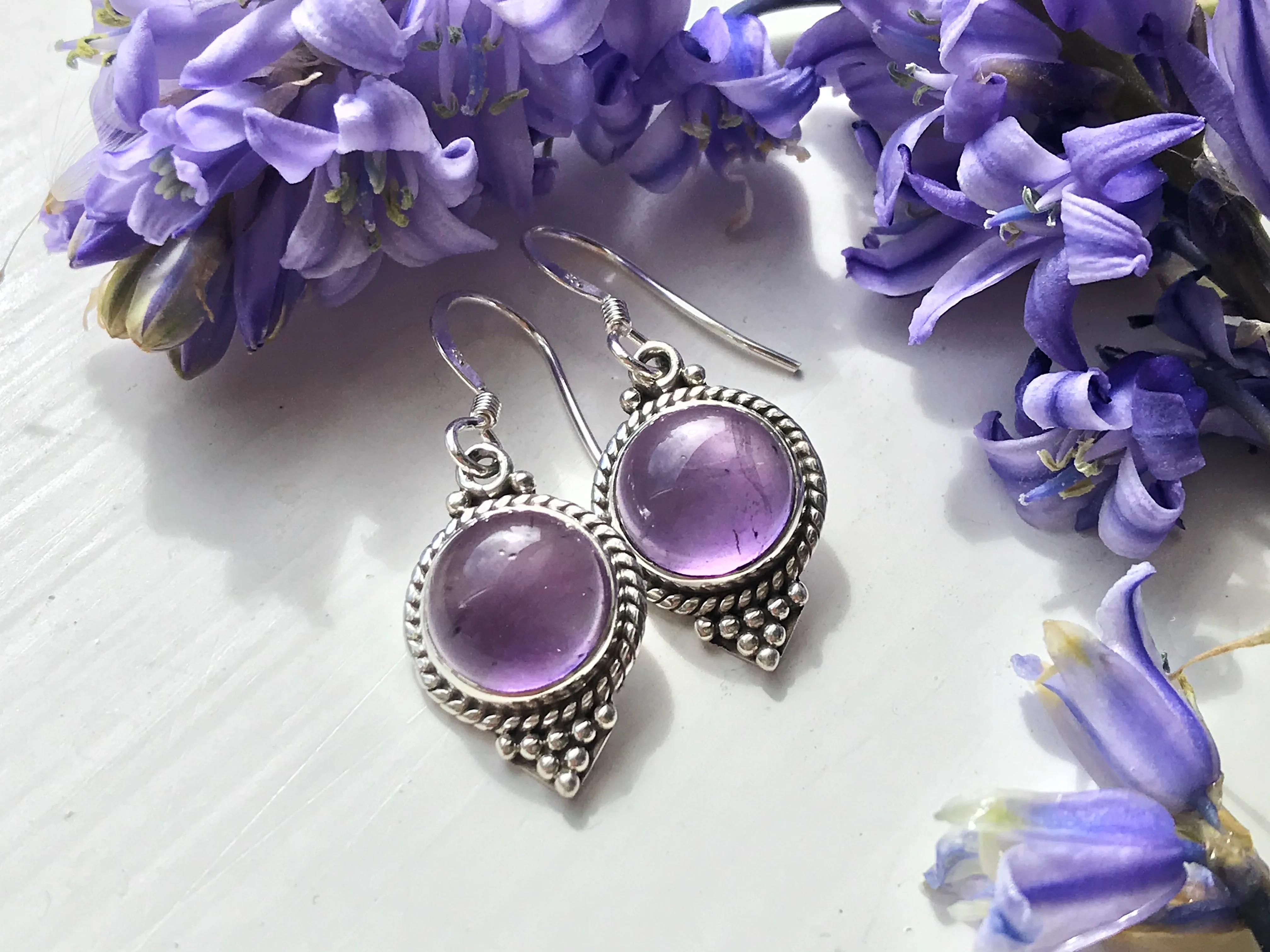 Amethyst Cassia Dot Earrings