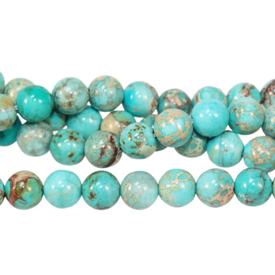 Aqua (Dyed) Impression Jasper 8mm Round 8-Inch