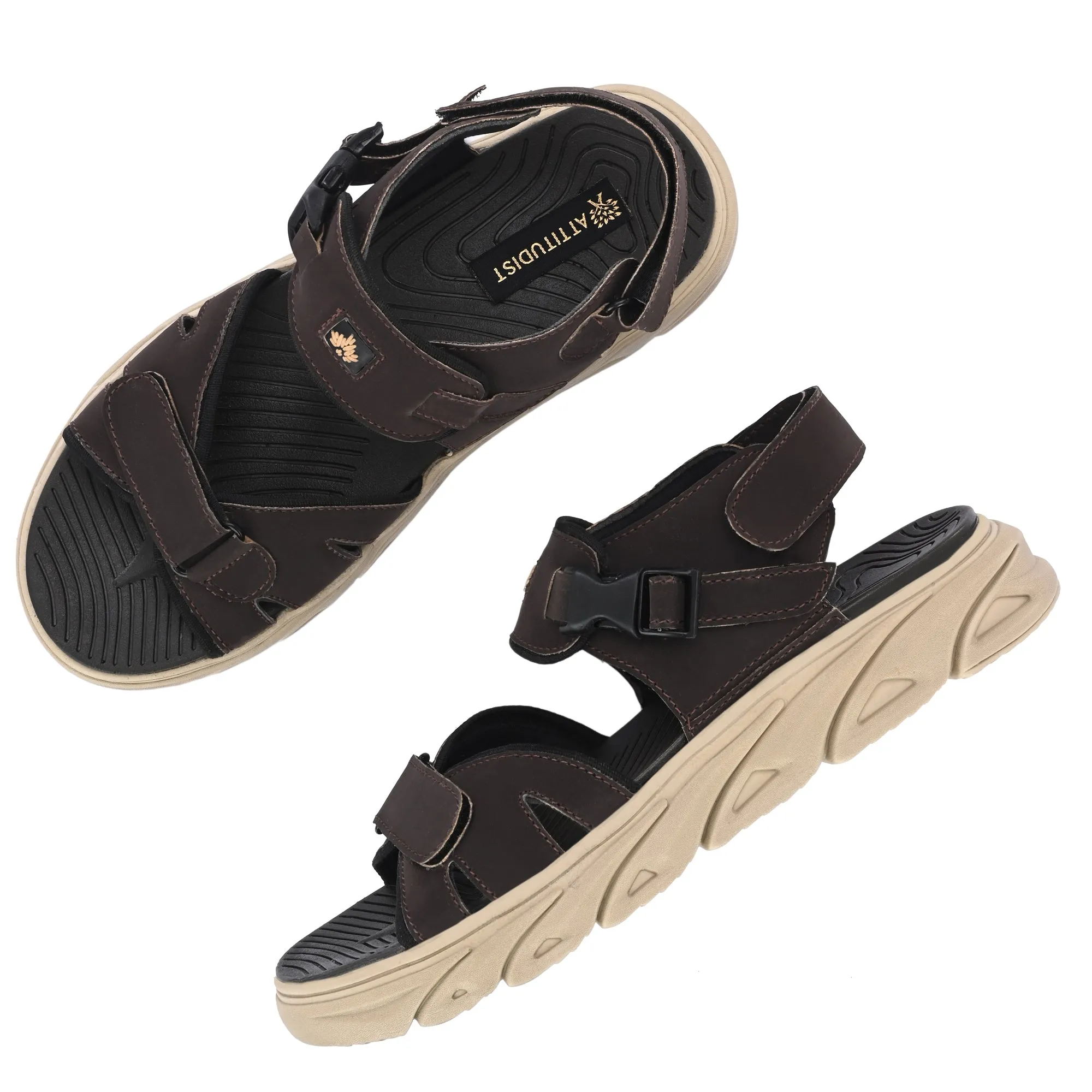 Attitudist Unisex Handcrafted Brown Casual Sandal