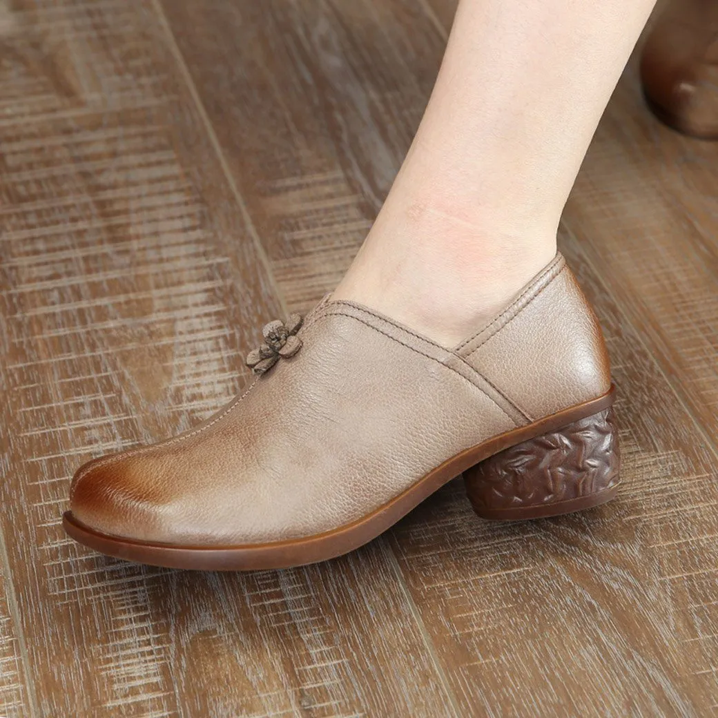 BABAKUD Autumn  Loose Thin Comfortable Bottom Leather Retro Shoes