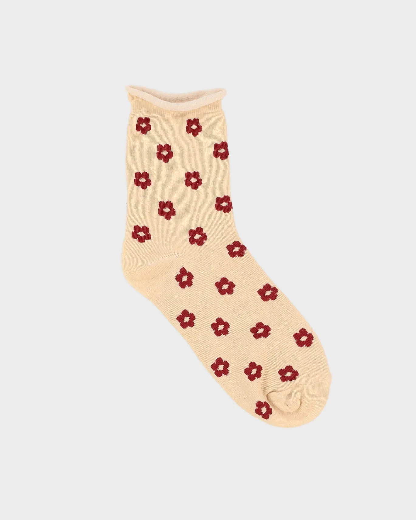 Beige Floral Socks