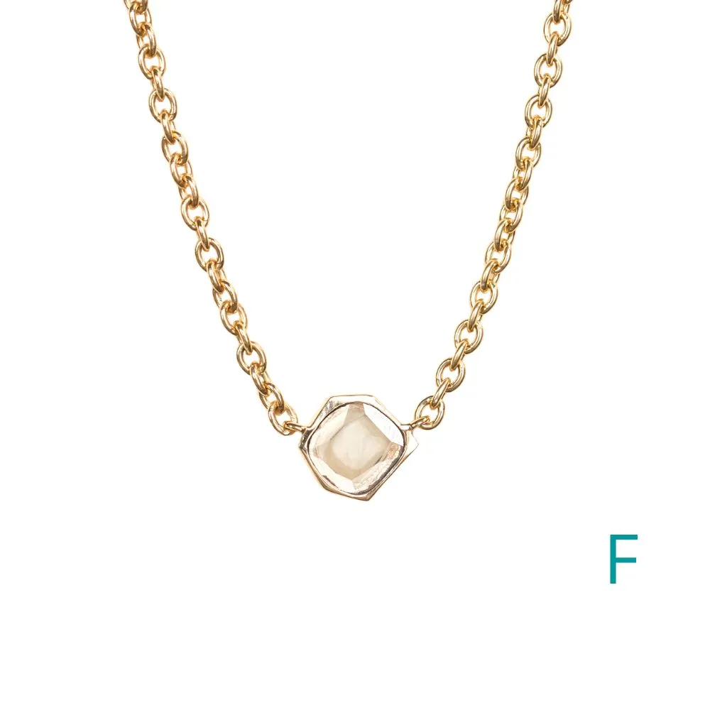 Bezel Set Diamond Slice Necklaces in 14k Yellow Gold