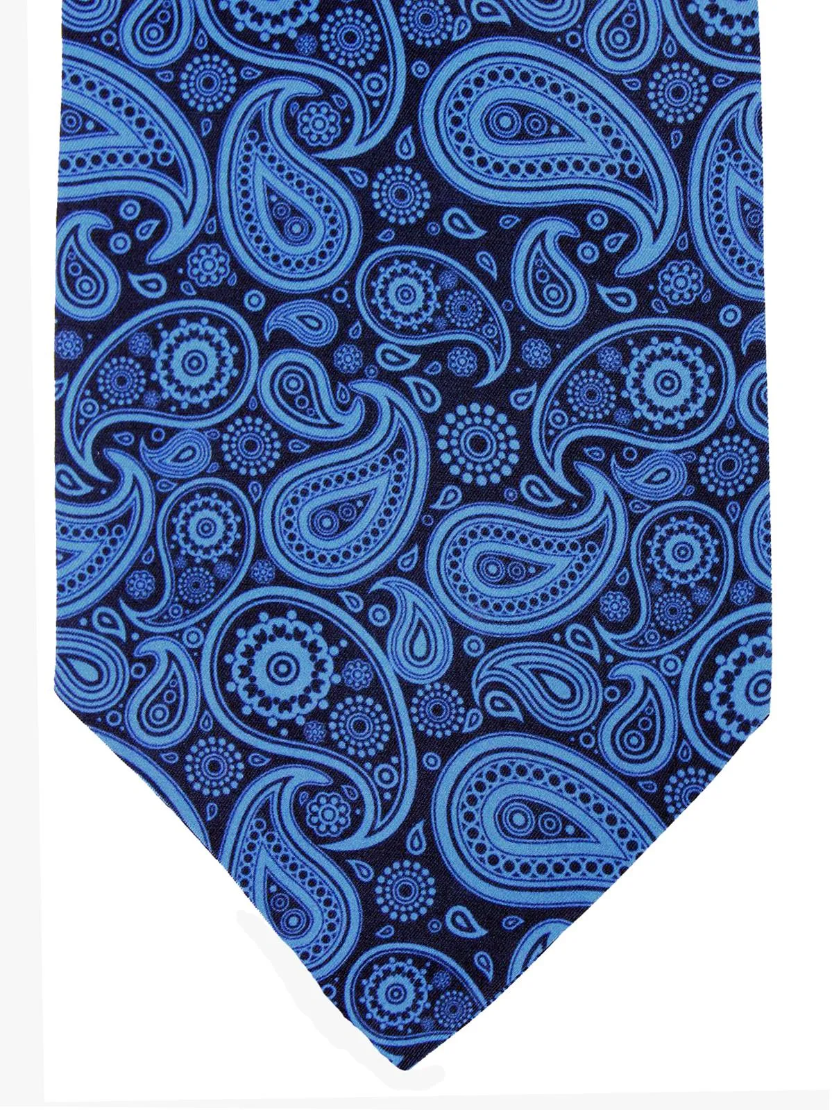 Blue & Black Paisley Print Pure Silk Vintage Look Cravat