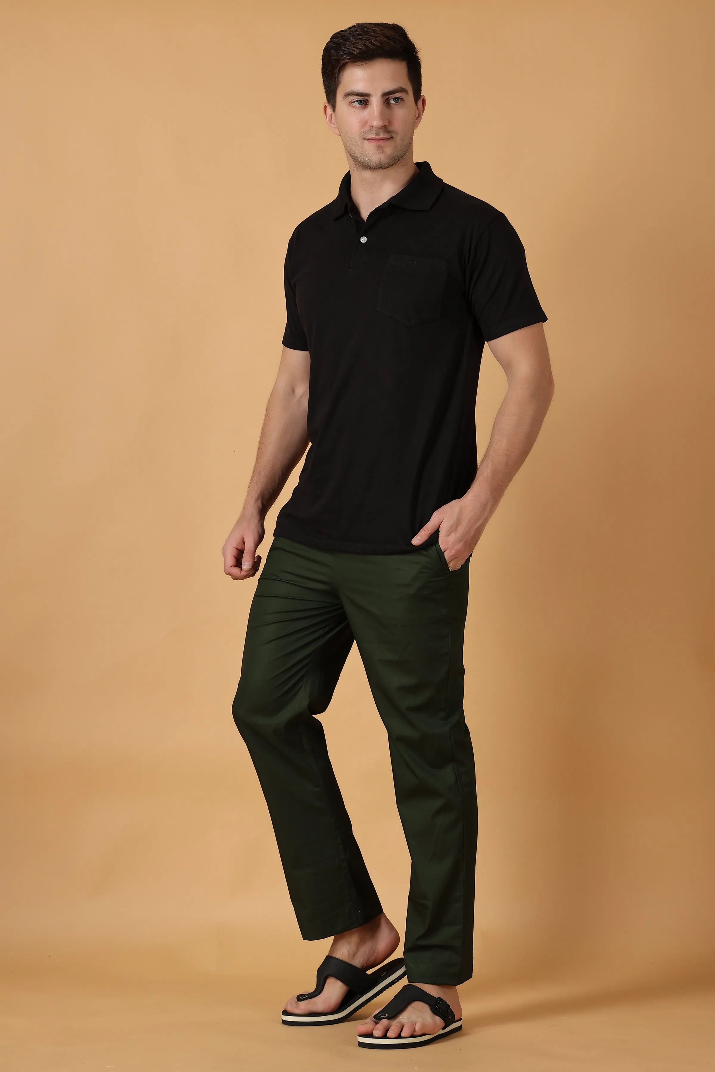 Bottle Green Cotton Pant Pajama