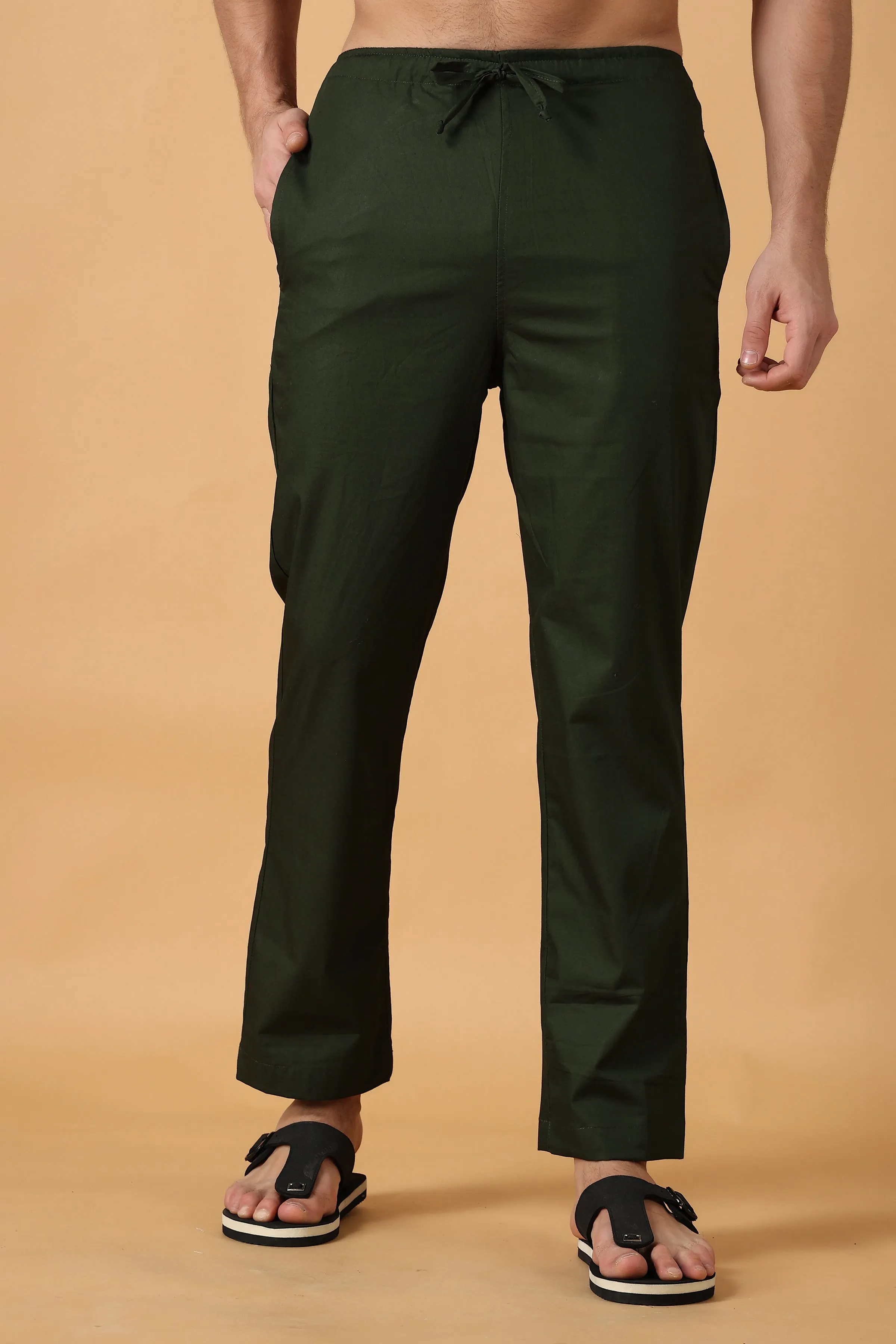 Bottle Green Cotton Pant Pajama