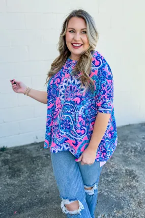 Bright and Bold Oversized Top, Pink Multi