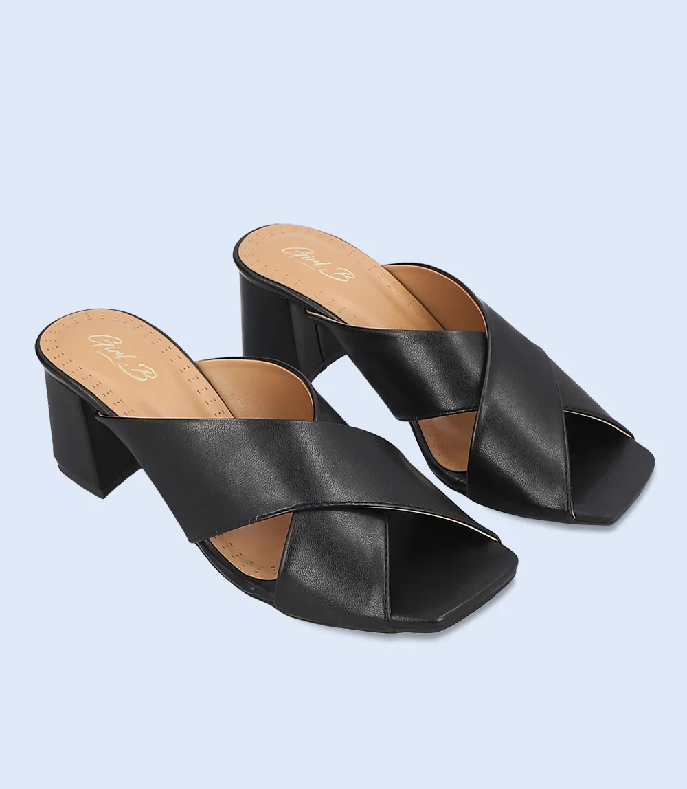 BW7750-BLACK-Women Casual Slipper Heels