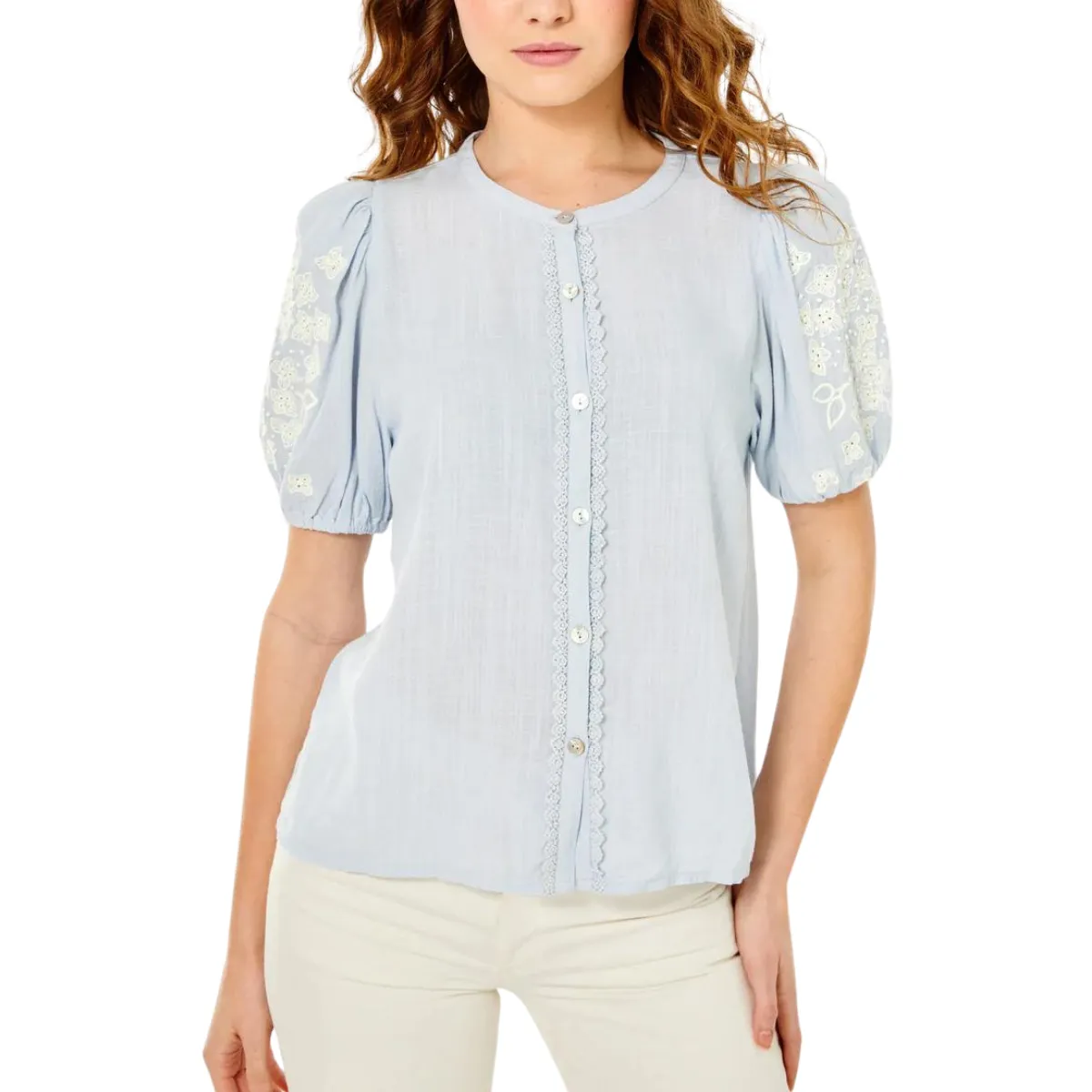 Cartolina Adeline Puff Sleeve Top - Halogen Blue