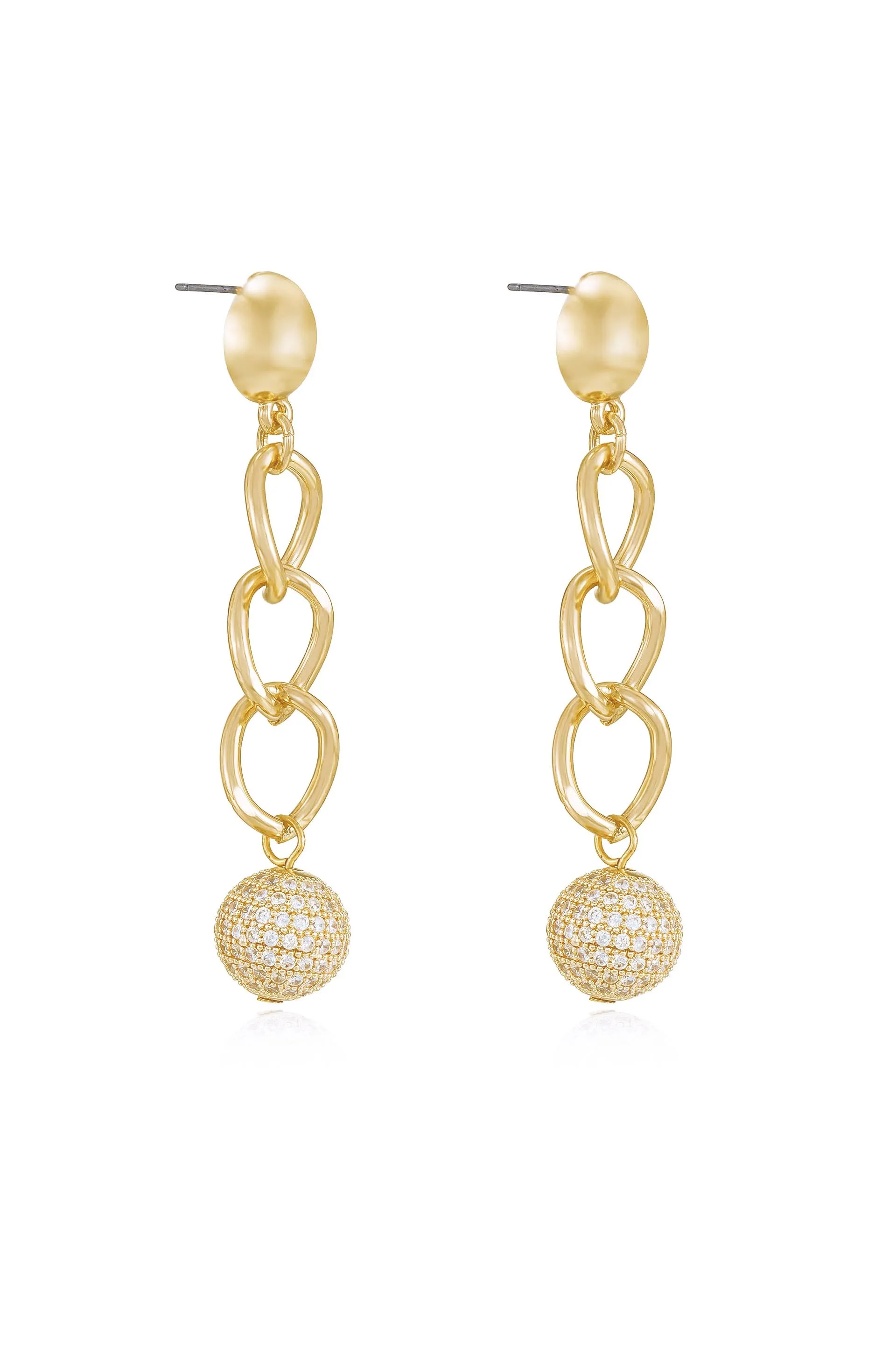 Chain Dangle Crystal Ball Earrings