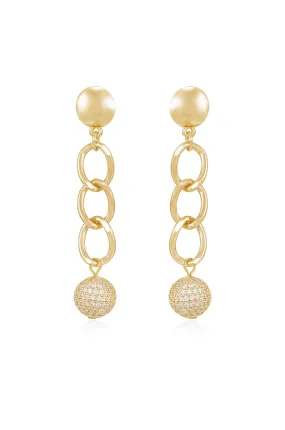 Chain Dangle Crystal Ball Earrings