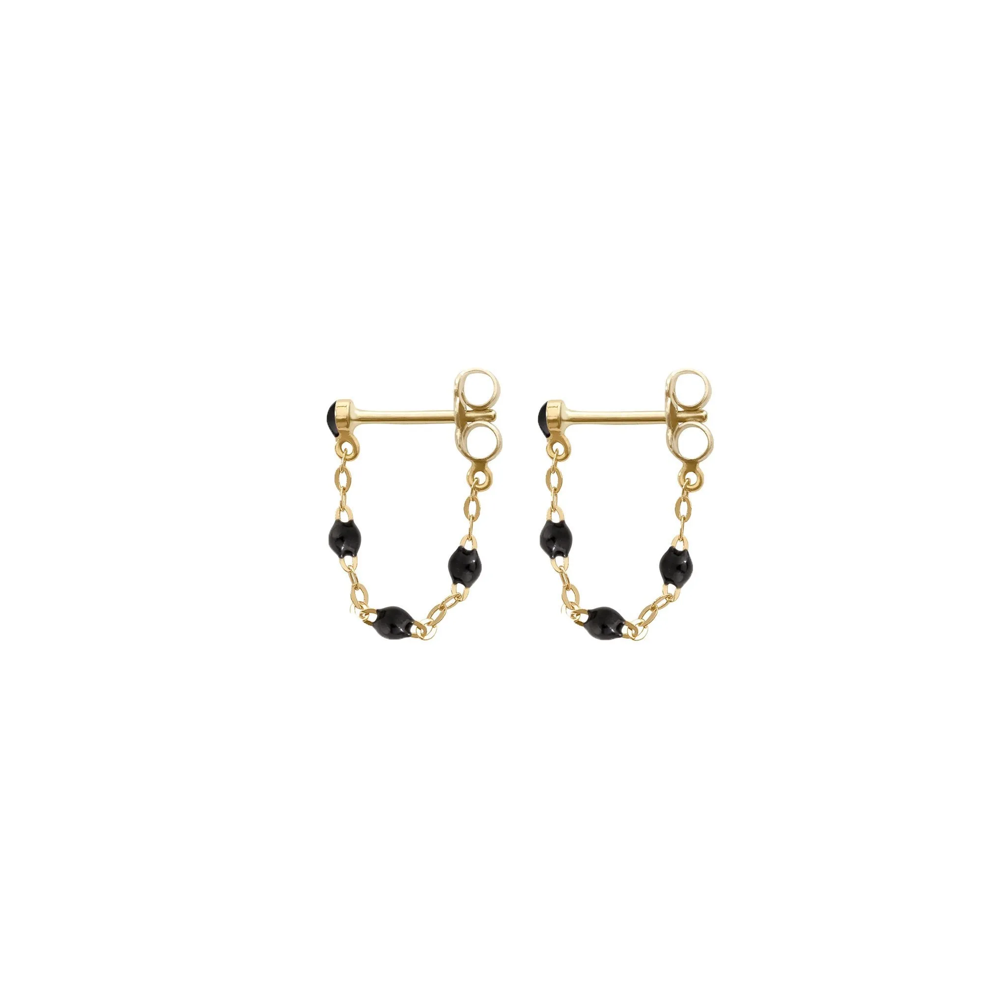 Classic Gigi Black earrings, Yellow Gold