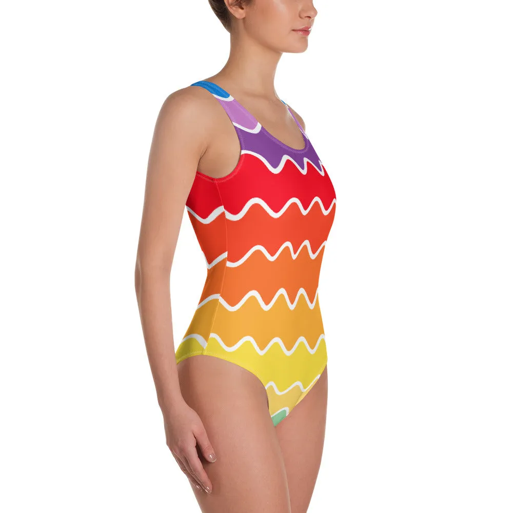 Color Wave One-Piece Swimsuit