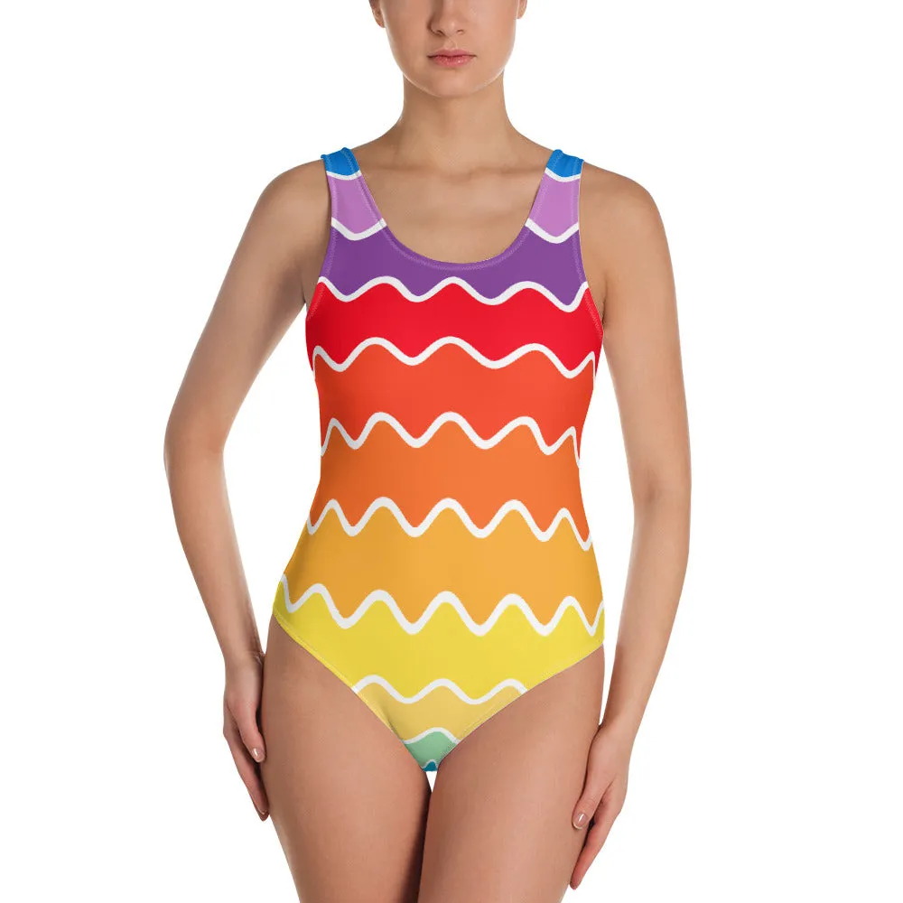 Color Wave One-Piece Swimsuit