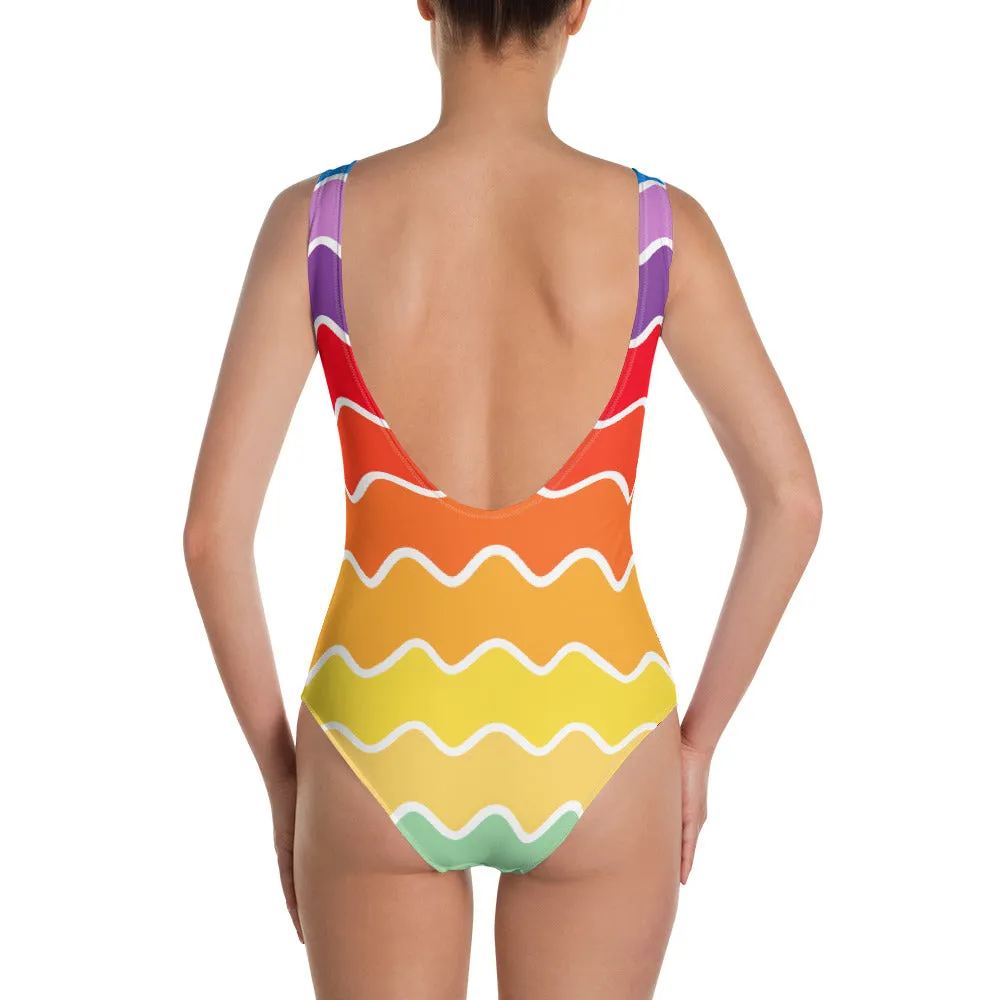 Color Wave One-Piece Swimsuit