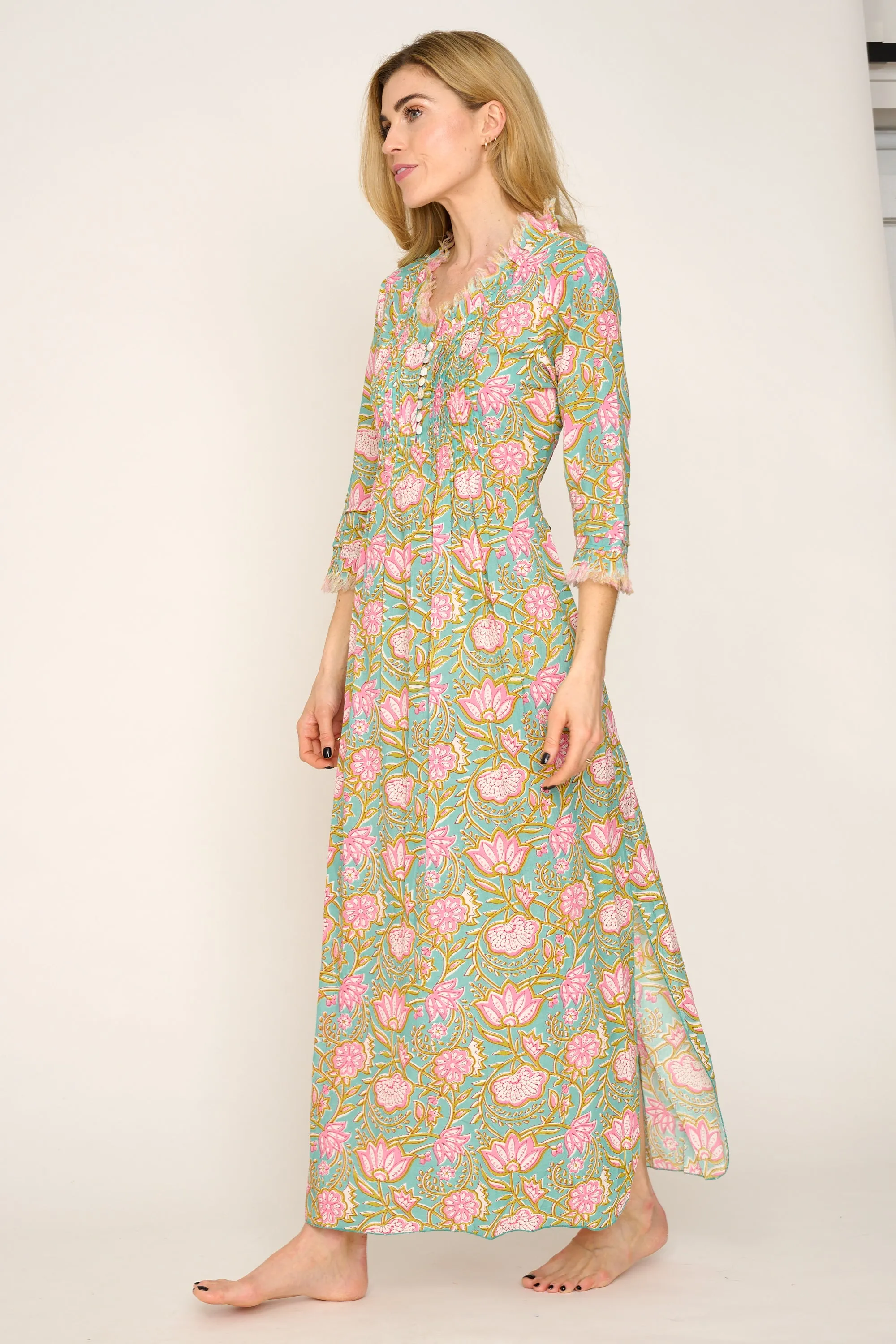 Cotton Annabel Maxi Dress in Mediterranean Floral