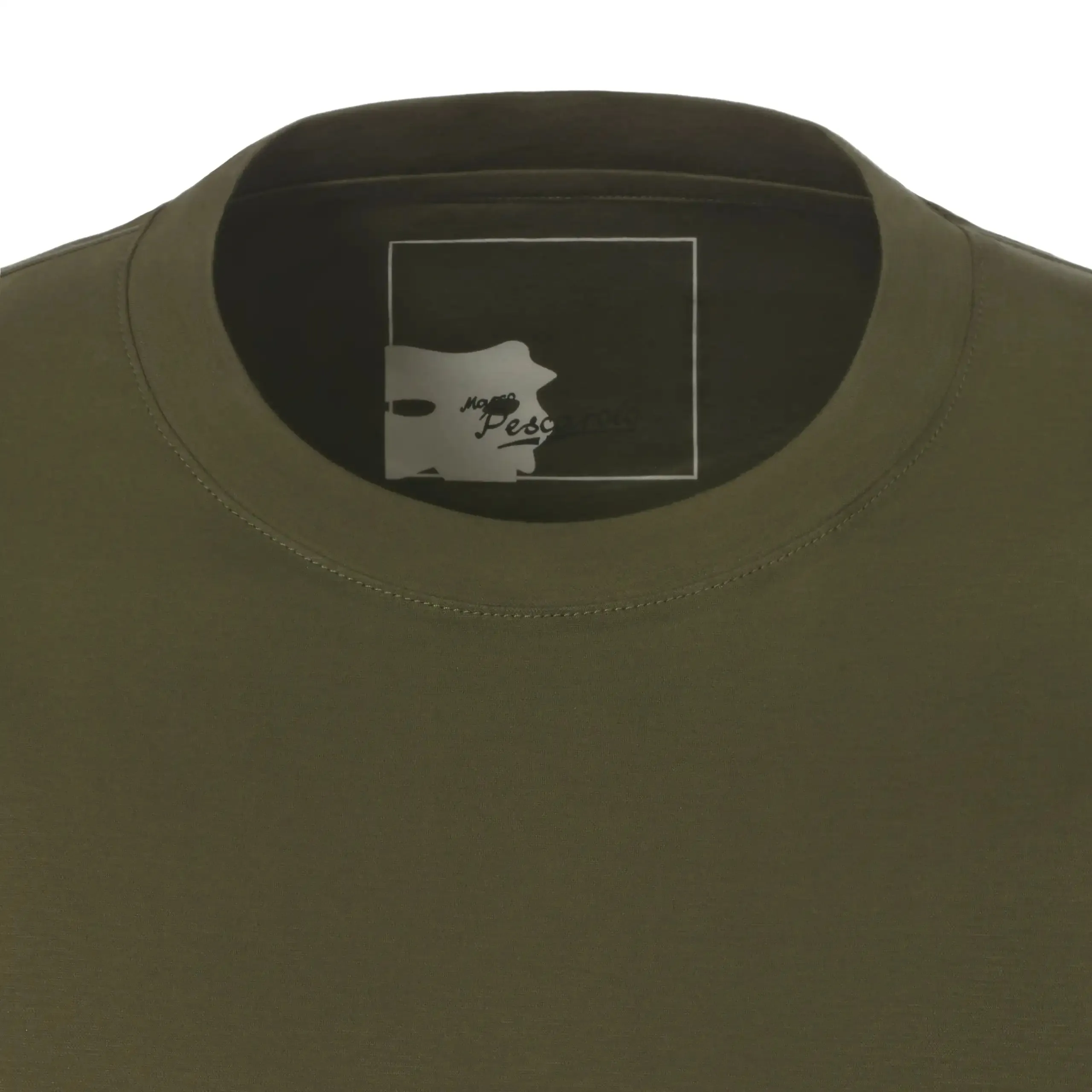 Crew-Neck Cotton T-Shirt in Olive Green