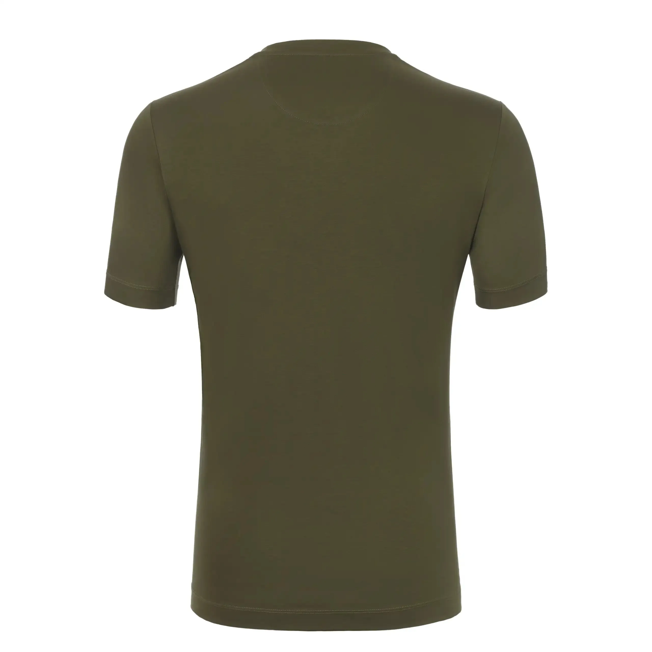 Crew-Neck Cotton T-Shirt in Olive Green