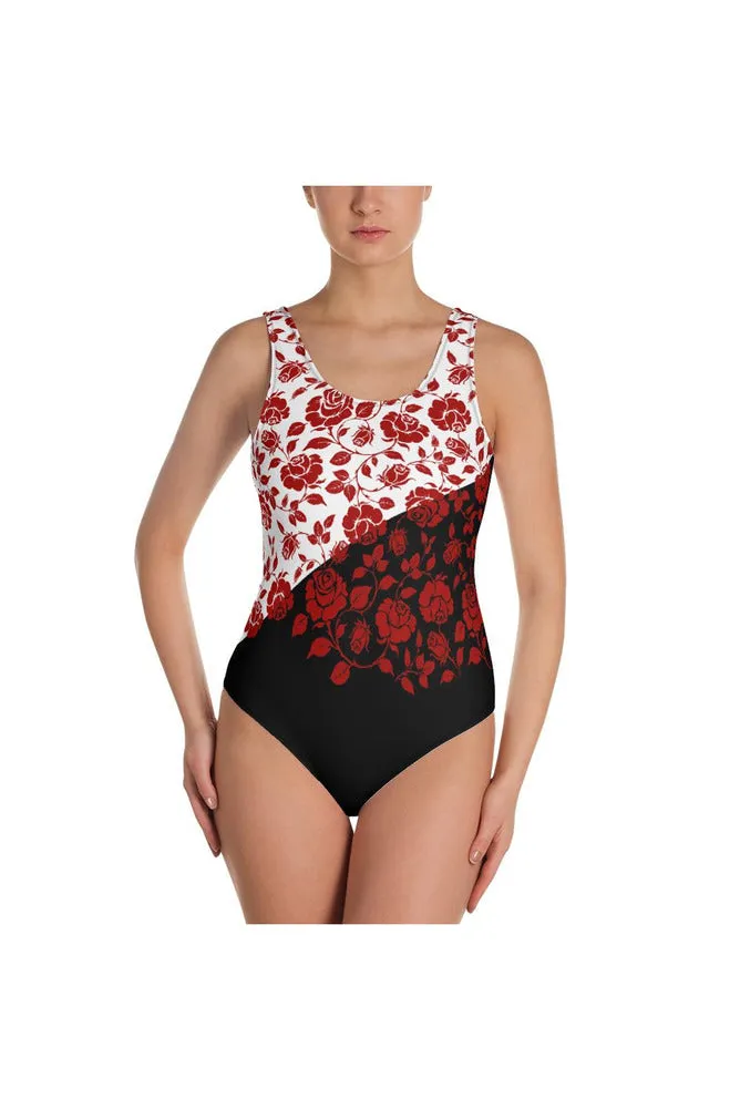 Crimson Roses One-Piece Swimsuit