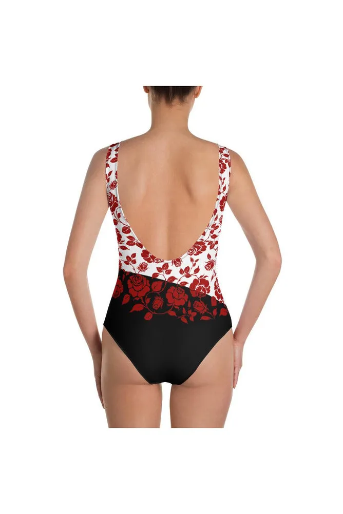 Crimson Roses One-Piece Swimsuit