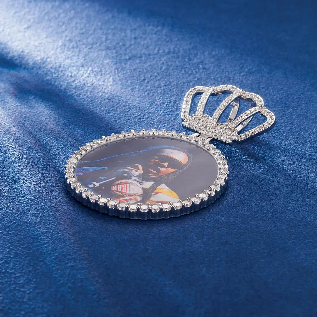 Custom Round Photo Pendant With Crown Bail