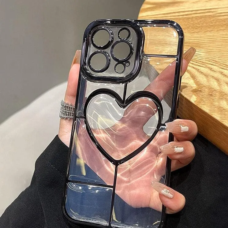 Cute 3D Heart Clear Phone Case for iPhone 14 Pro Max, 14 Plus, 13, 12, 11 Pro Max - Transparent Cover