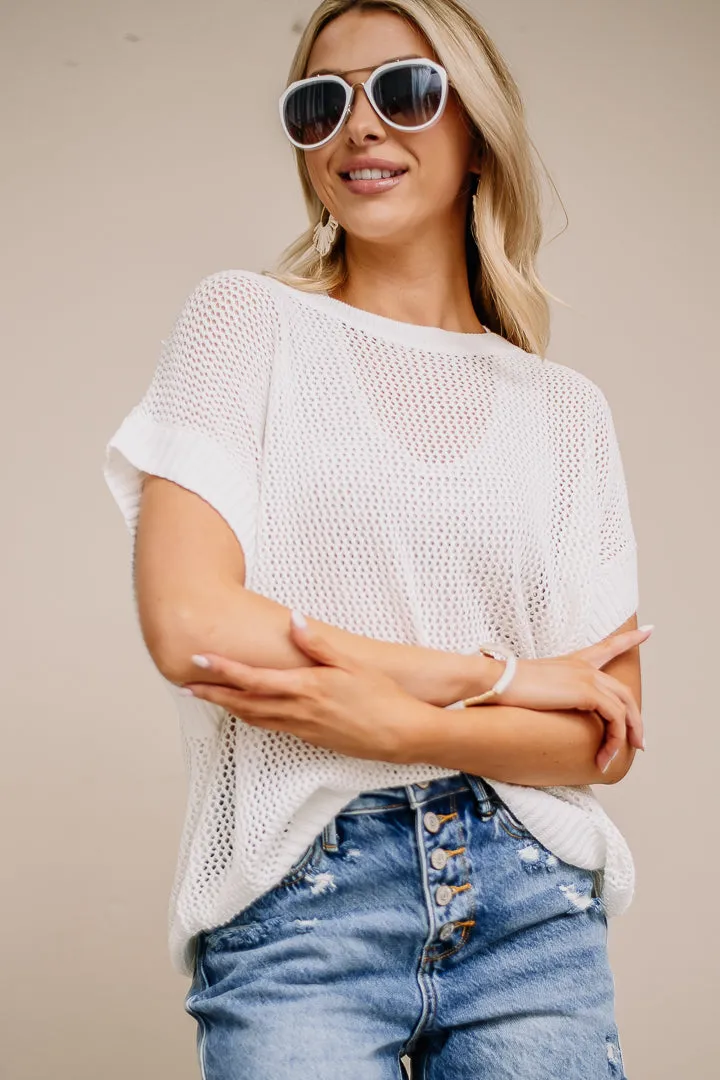 Cutting Loose Sheer Knit Top | White