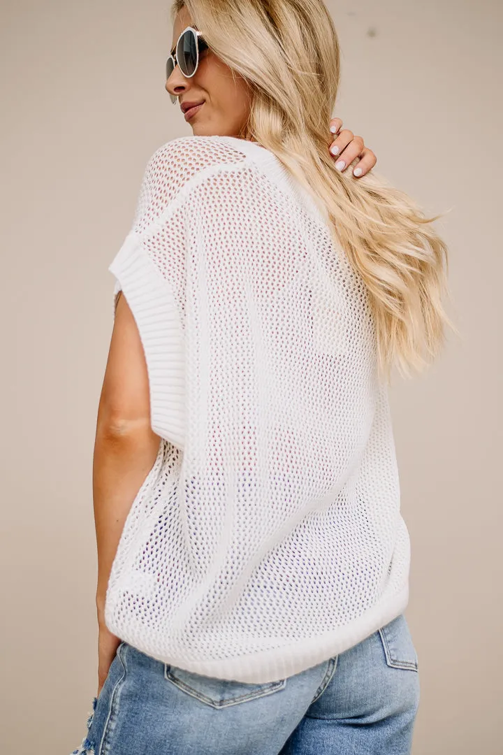 Cutting Loose Sheer Knit Top | White