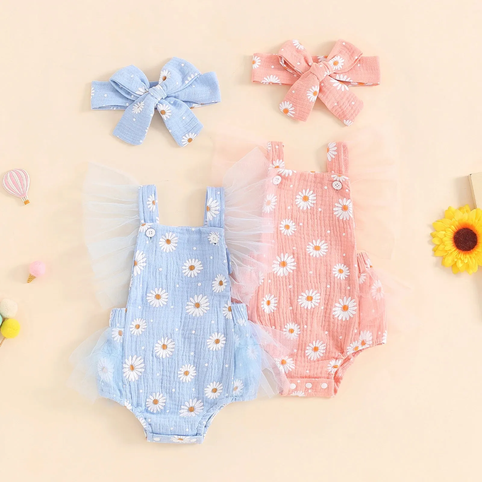 DAISY Tulle Angel Sleeve Romper