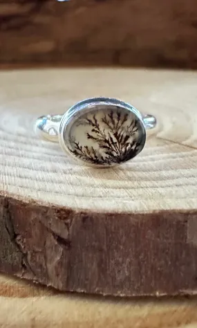 DENDRITIC AGATE and Silver Ring Size 6