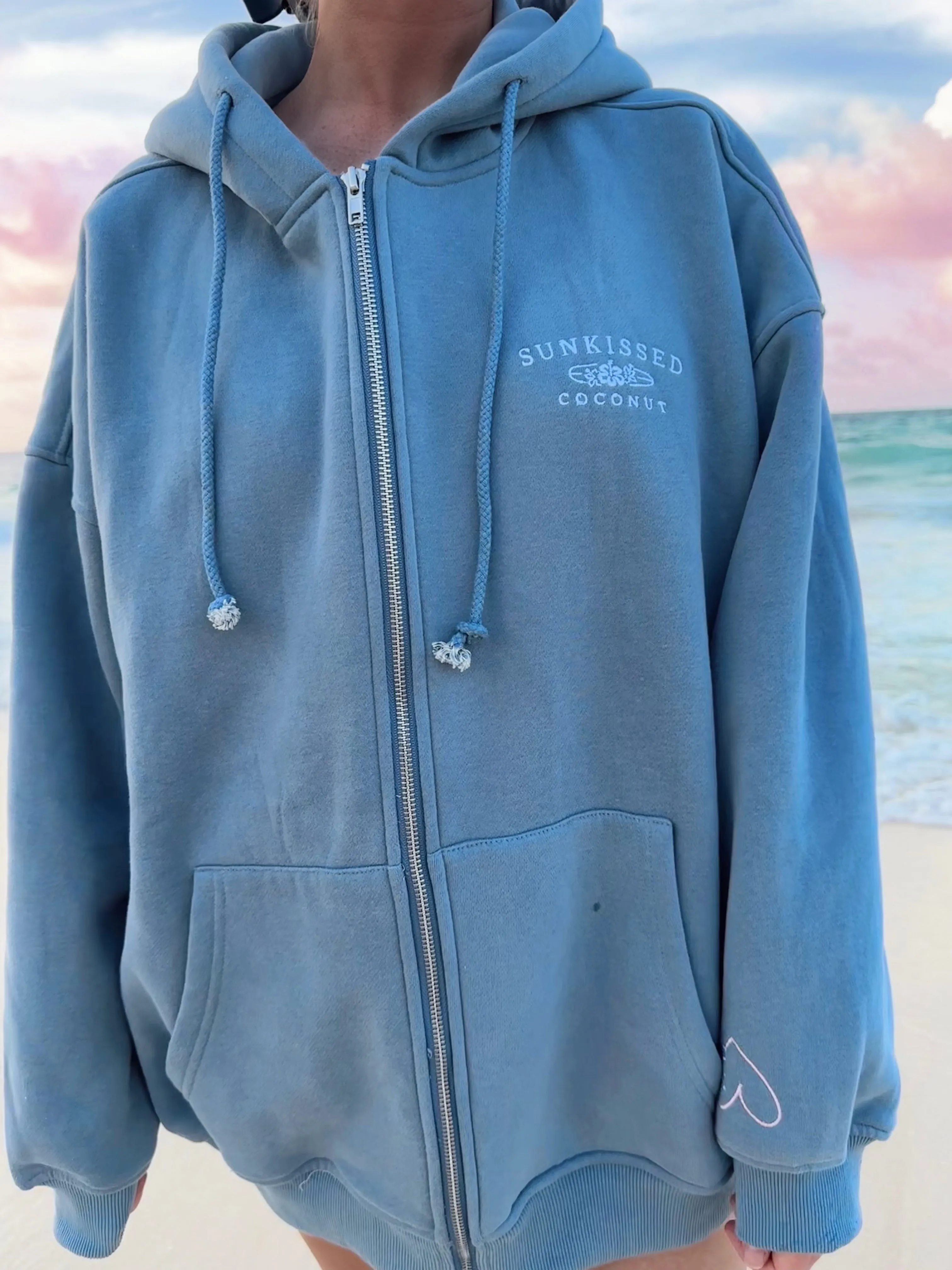 DENIM SUNKISSEDCOCONUT ZIP-UP HOODIE