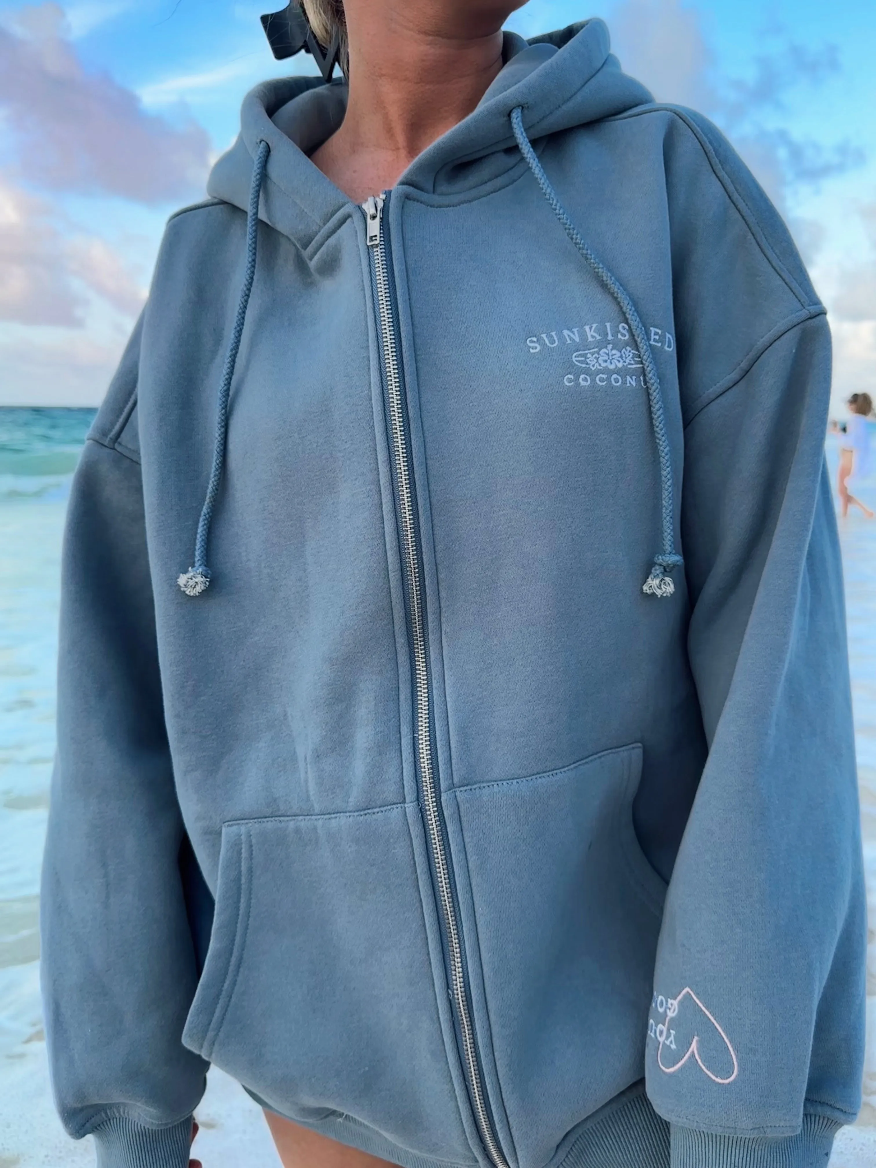 DENIM SUNKISSEDCOCONUT ZIP-UP HOODIE