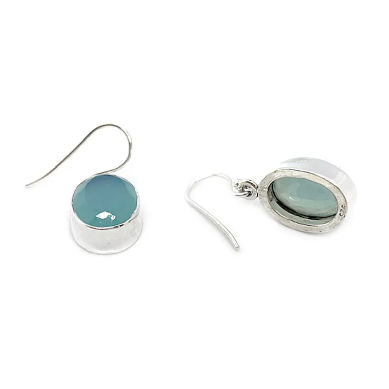 Eka Chalcedony Oval Silver Earrings