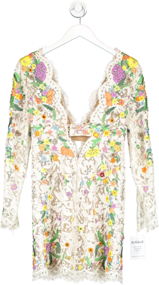 Emilio Pucci Spring 2015 Runway Embroidered Lace Stud Floral Dress UK 6