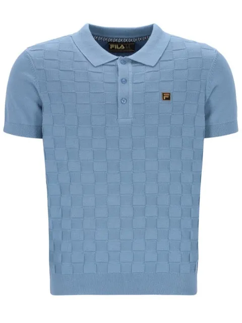 FILA GOLD LUCIAN Square Knitted Polo Shirt/Faded Denim - New SS24