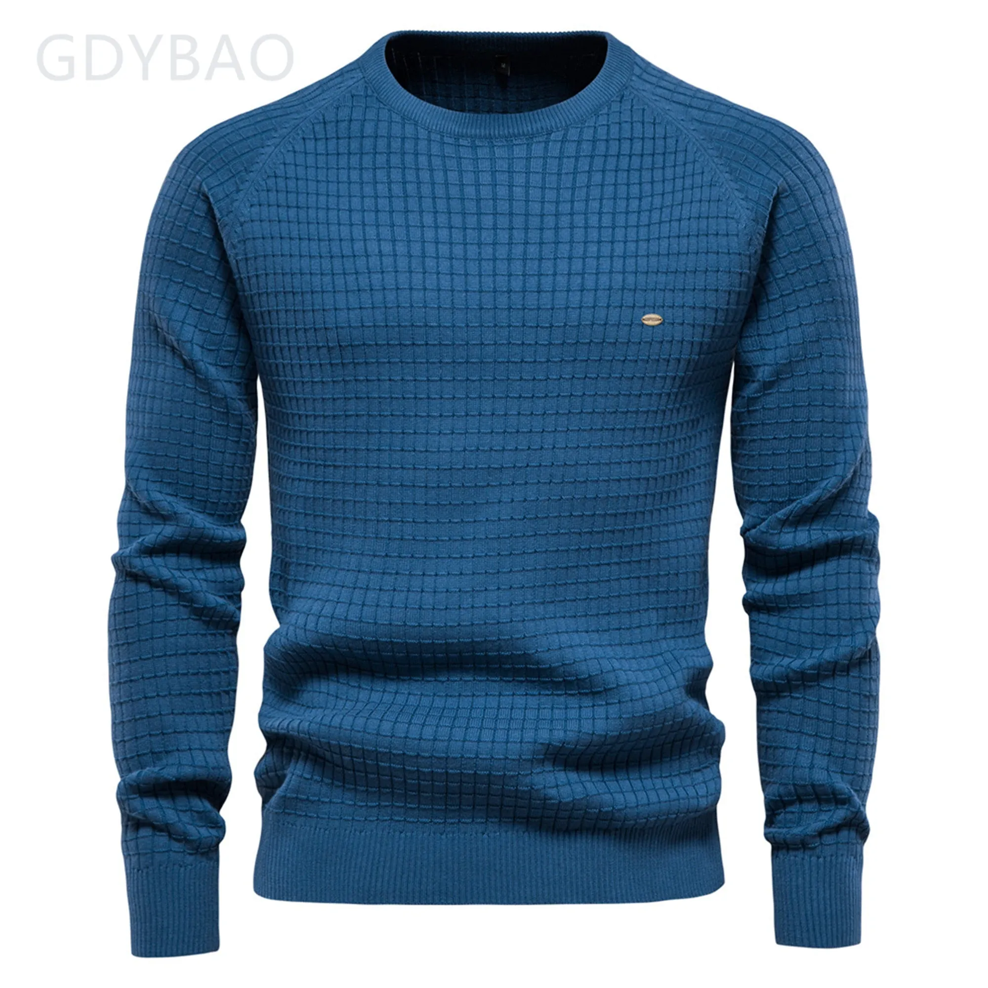 Foesce -100% Cotton Men Sweaters Soild Color O-neck High Quality Mesh Pullovers Male New Winter Autumn Basic Sweaters For Men