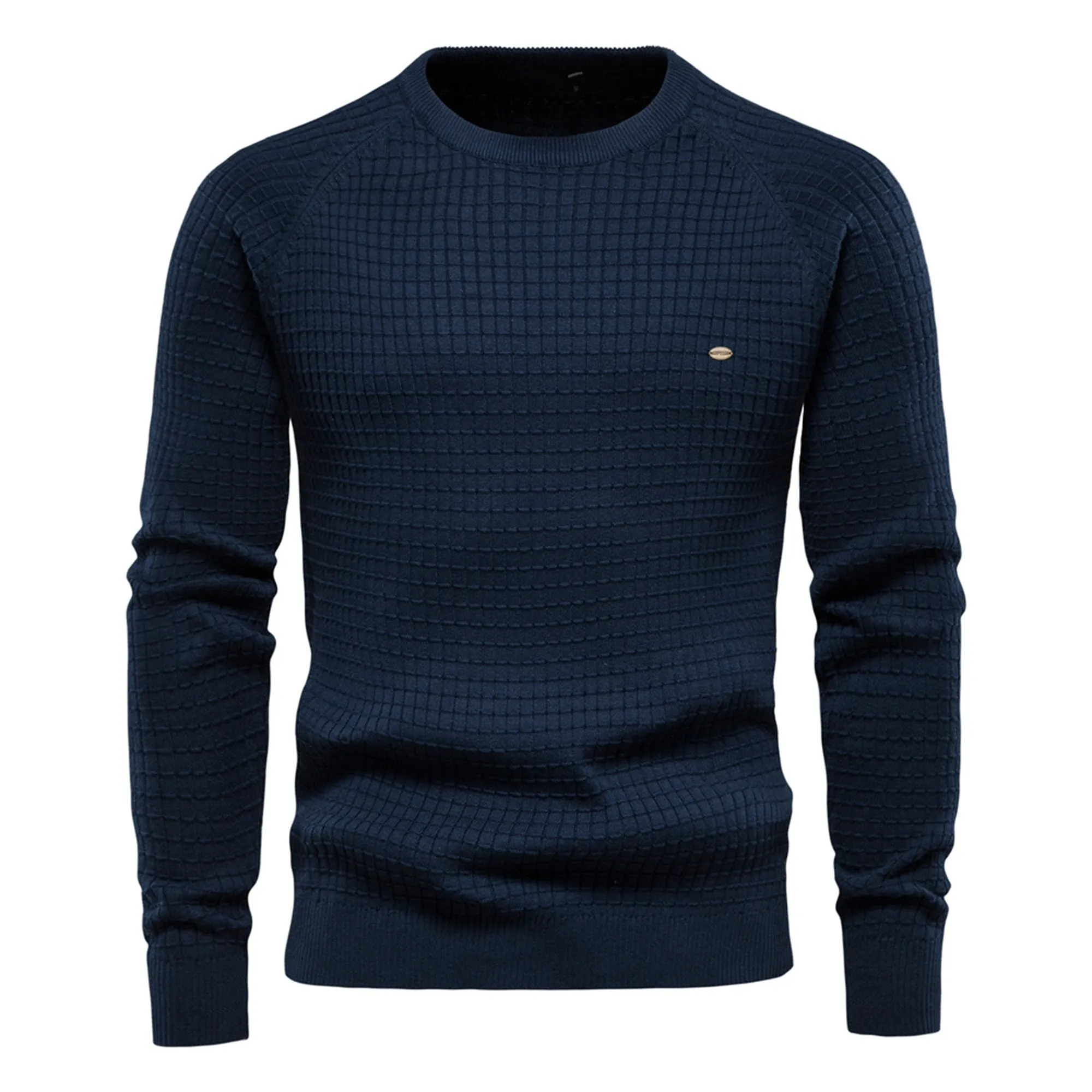 Foesce -100% Cotton Men Sweaters Soild Color O-neck High Quality Mesh Pullovers Male New Winter Autumn Basic Sweaters For Men